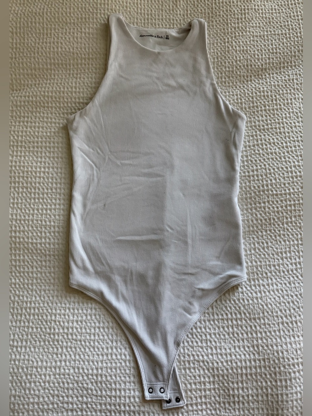 Abercrombie & Fitch White Ribbed Tank-Style Bodysuit